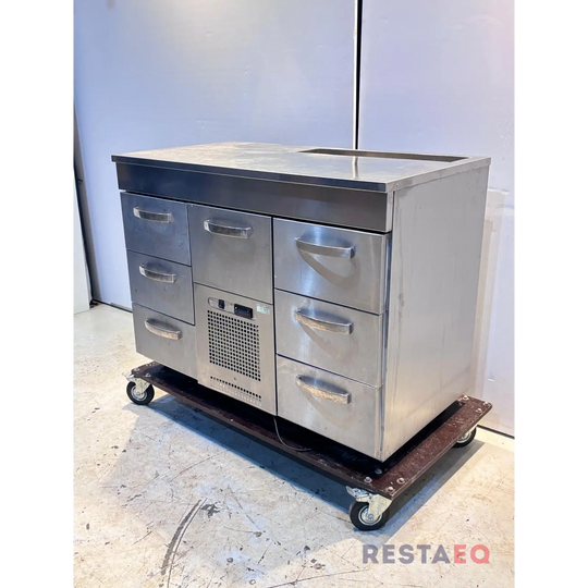 Baarimestarintyöpöytä laatikostolla 1200 - Inox