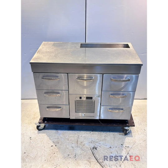 Baarimestarintyöpöytä laatikostolla 1200 - Inox