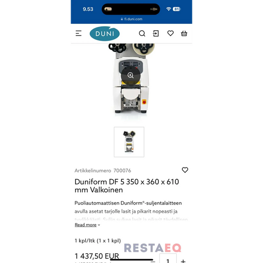 Duniform DF5 rasiansulkijakone - Duni