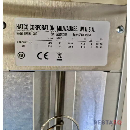 Hatco lämmitin valolla GRAHL 30D