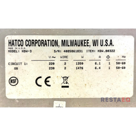 Hatco lämpölaatikko 3-laatikolla HDW-3 - Hatco