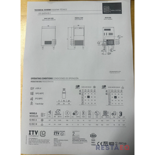 ITV jäähilekone ICE QUEEN IQ 85C AIRE 220-50 - ITV
