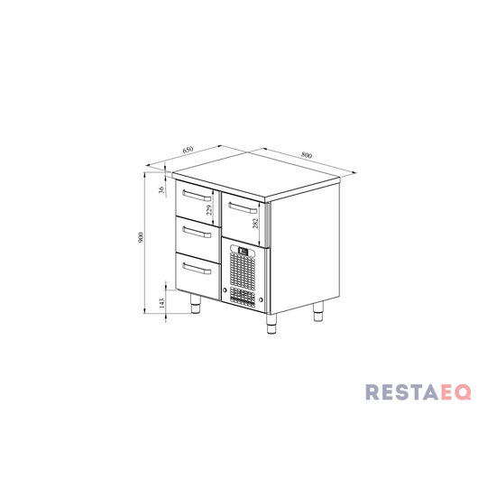 Kylmävetolaatikostot elintarvikkeille VLE 804 - Restmec
