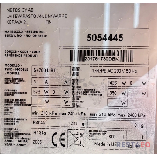 Metos pakastin S + 700L BT - Metos