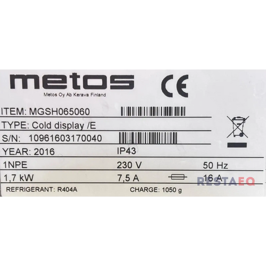 Metos vitriini Gold Display /E 1200 - Metos