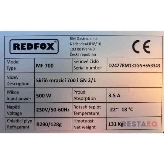 Pakastekaappi 700 L GN 2/1 MF 700 - Redfox