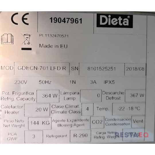 Pakastin malli GDECN-701 LED R - RestaEQ