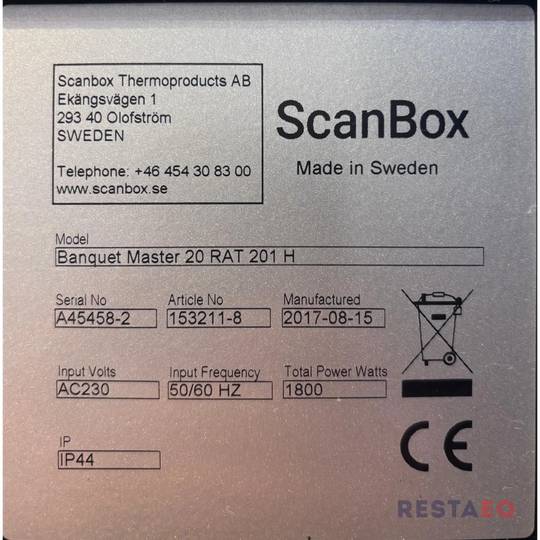 Scanbox lämpövaunu vaunutäytteinen Banquet Master 20 RAT