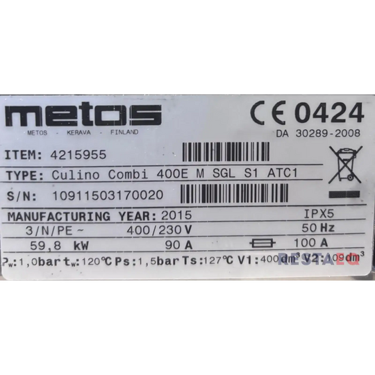 Sekoittava keittopata Metos Culino Combi 400E SGL S1 ATC1