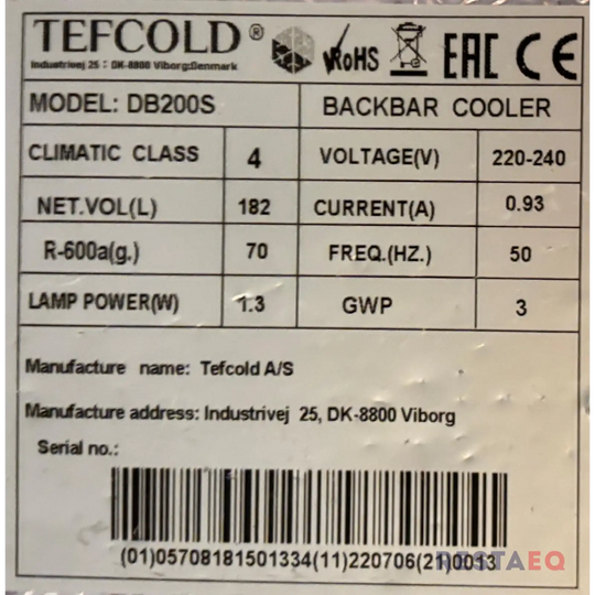 Tiskinalusjääkaappi DB200S - Tefcold