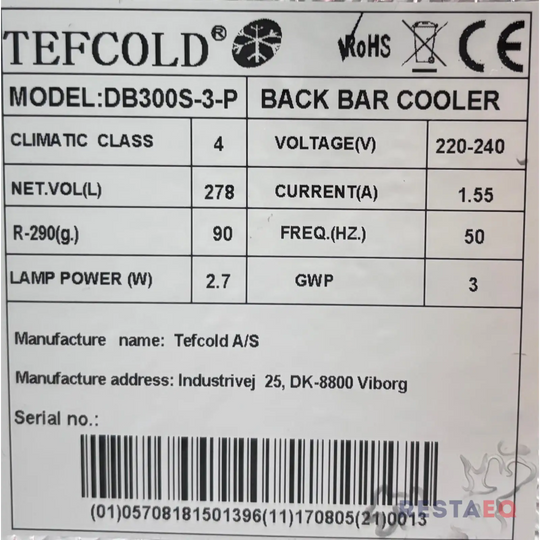 Tiskinaluskaappi DB300S-3-P - Tefcold