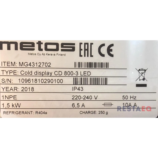 Vitriini Cold display CD 800 3 LED Metos