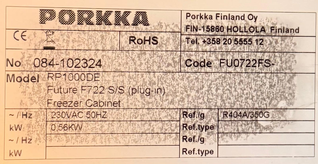 Pakastin Porkka Future F722 S/S