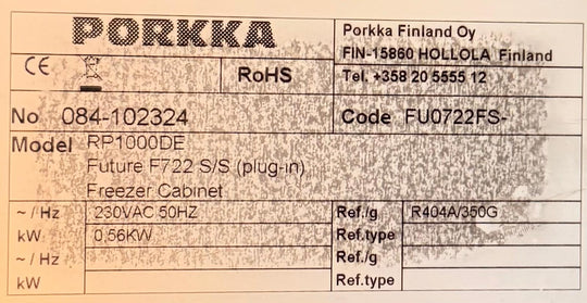 Pakastin Porkka Future F722 S/S