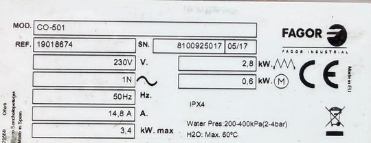 Luukkuastianpesukone Fagor CO-501