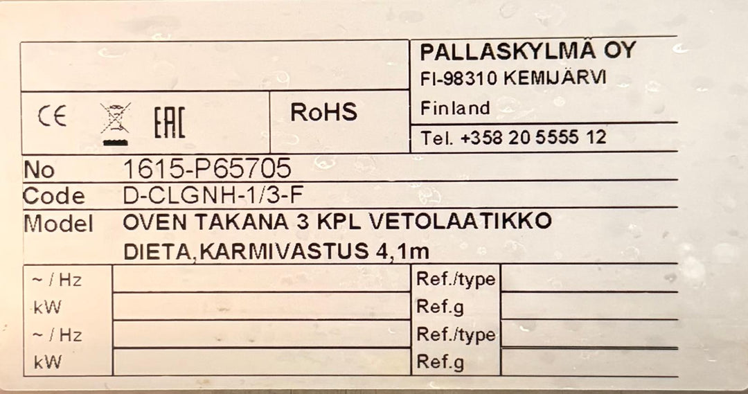 Kylmäkaapisto, jossa sisällä kolme vetolaatikkoa D-CLGNH-1/3-F