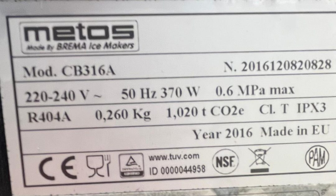 Jääpalakone Metos CB316A