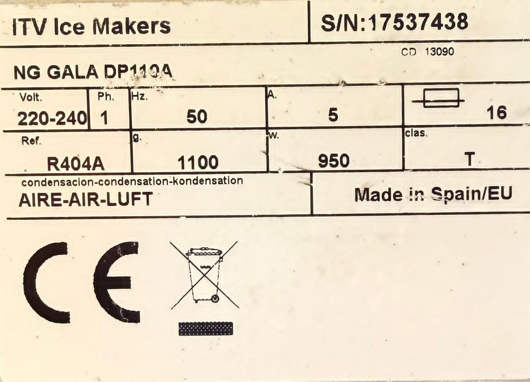 Jääpalakone ITV NG Gala DP 110A