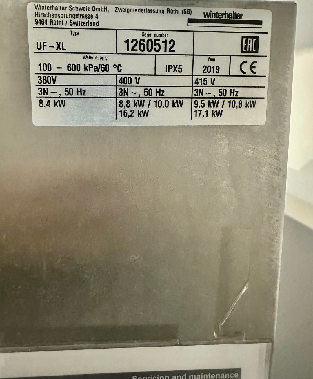 Winterhalter UF-XL työvälineiden pesuri