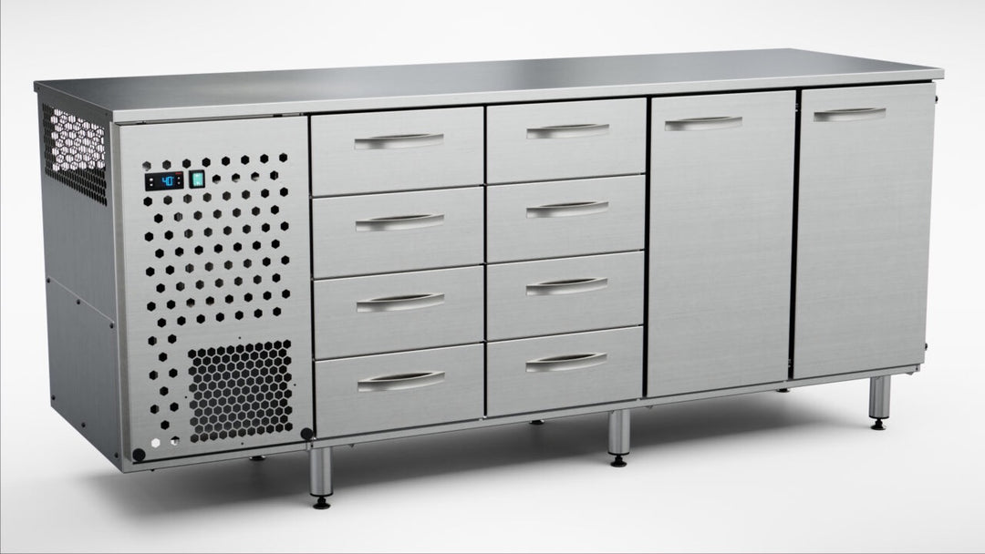 Inox kylmävetolaatikko kahdella ovella TSK-2028