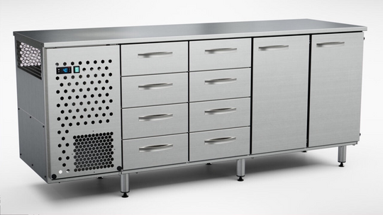 Inox kylmävetolaatikko kahdella ovella TSK-2028