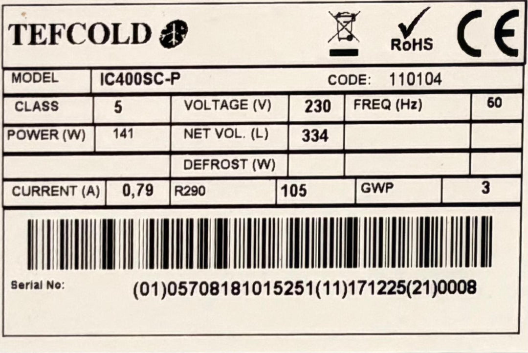 Tefcold arkkupakastin liukulasikannella IC400SC-P