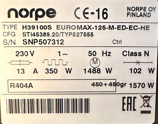 Avokylmähyllykkö Euromax-125-M-ED-EC-HE 1250