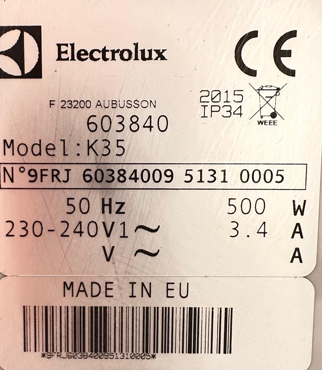 Electrolux EL603842 Kutteri K35 Hienohampainen terä 1 Nopeus