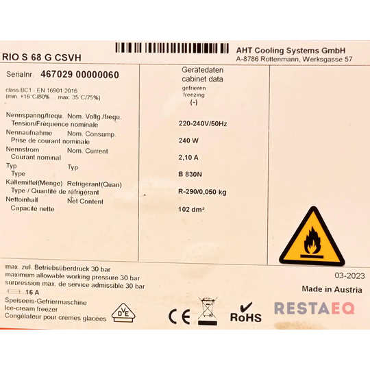Arkkupakastin liukukannella Rio S 68 G CSVH - AHT