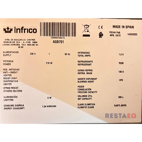 Jääkaappi Infrico AGB 701 - infrico