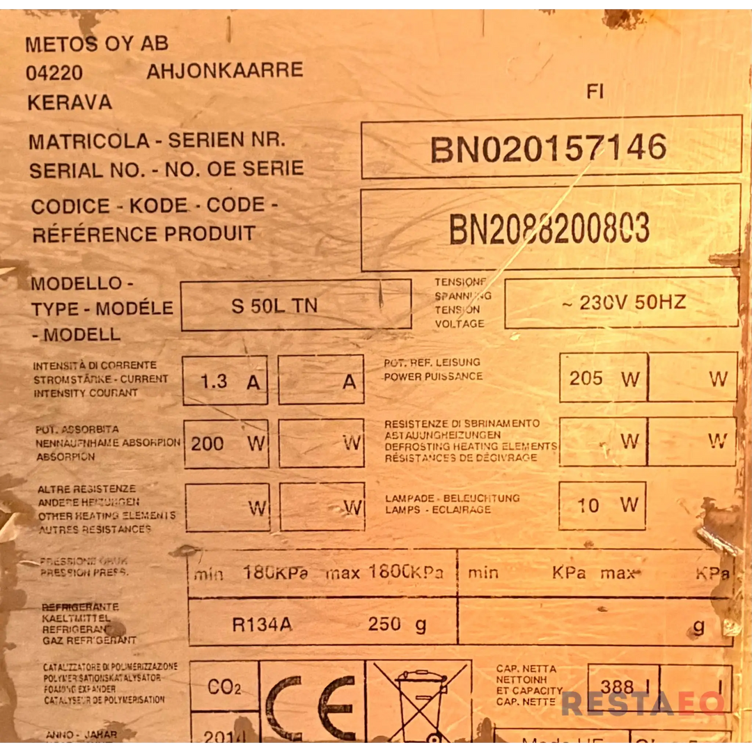 Jääkaappi Metos S 50L TN 0-kaappi - Metos