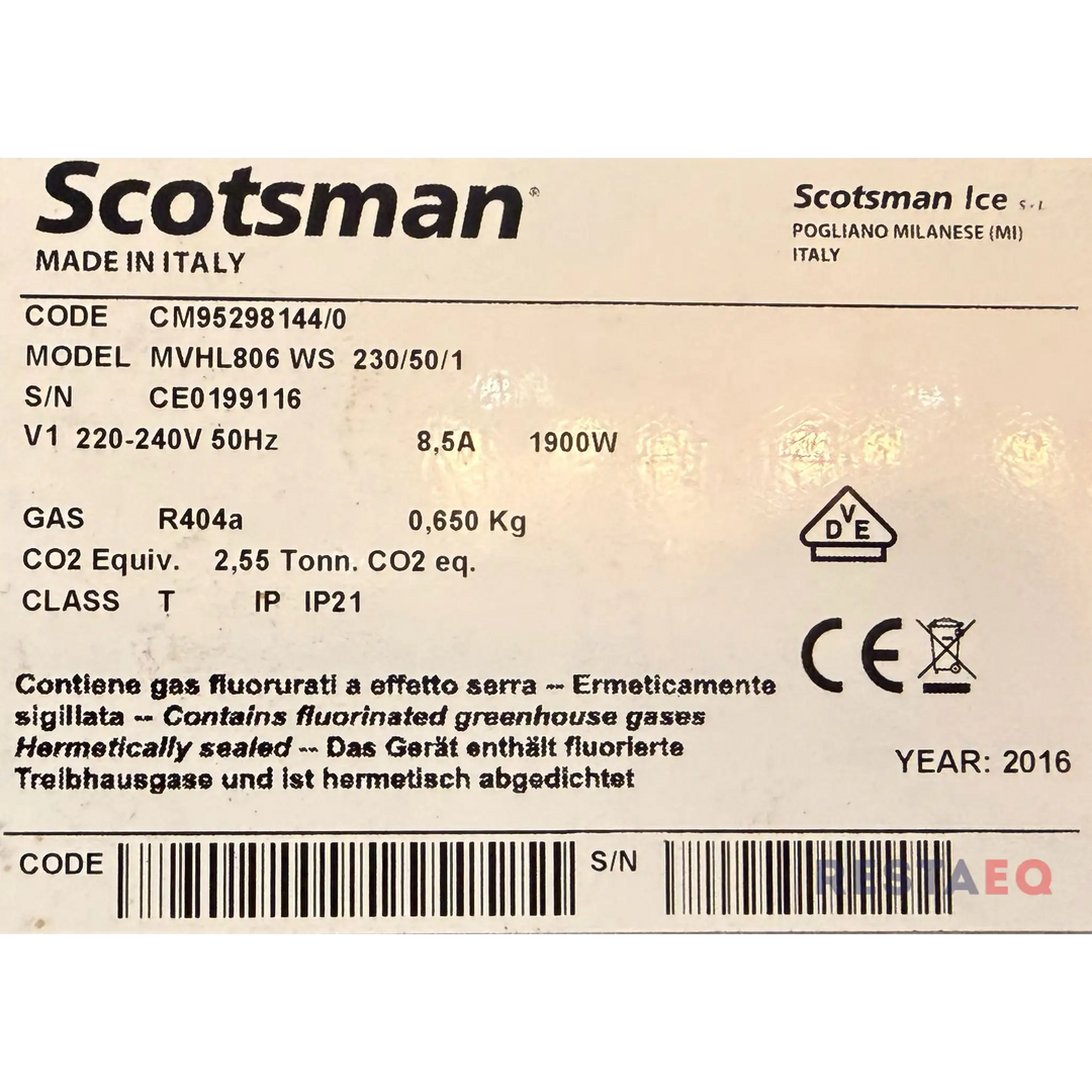 Jääpalakone Scotsman MVHL806 WS SB530 säiliöllä. - Scotsman
