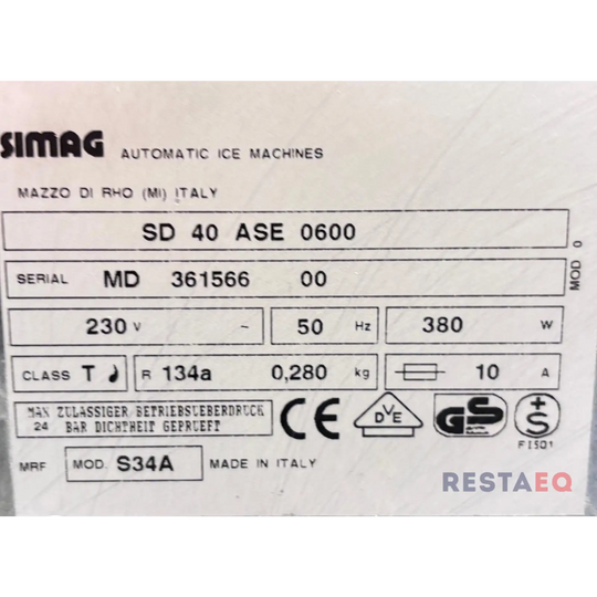 Jääpalakone Simag SD 40 ASE 0600 - Simag
