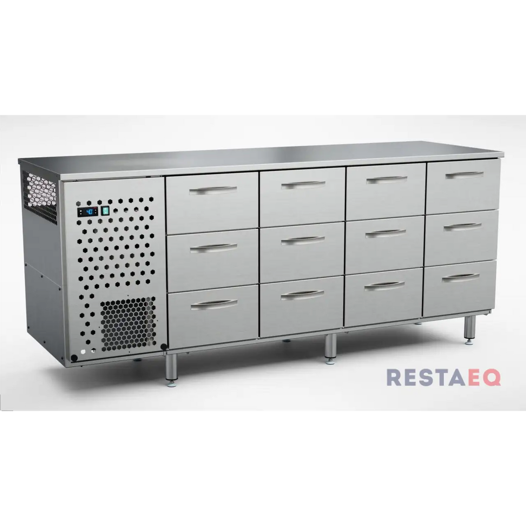 Kylmävetolaatikosto 12 laatikkoa TSK - 20012 - Inox