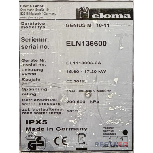 Monitoimiuuni Eloma Genius MT 10-11 - Eloma