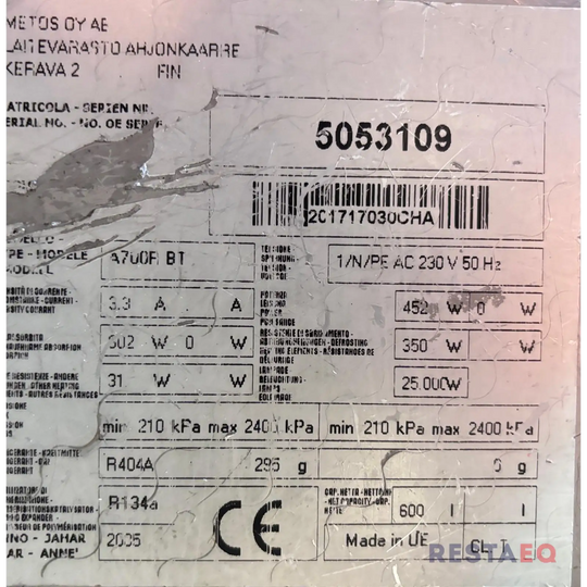Pakastin Metos A700F BT Metos