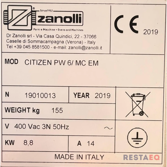 Pizzauuni Zanolli Citizen PW 6 + 6/ MC EM ja PW 6/ MC EM