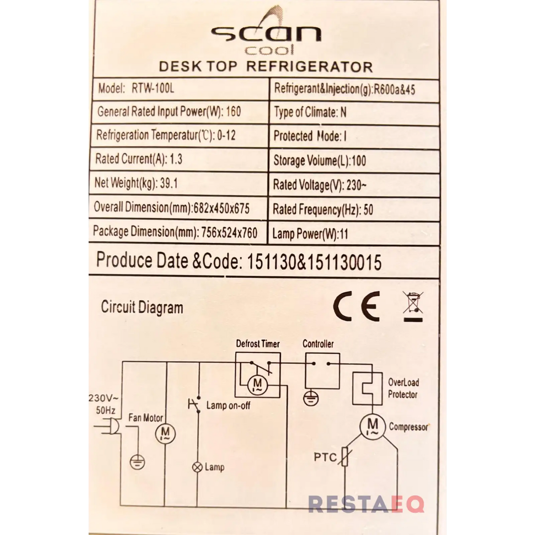 Pöytämallin kylmävitriini RTW-100L - Scancold