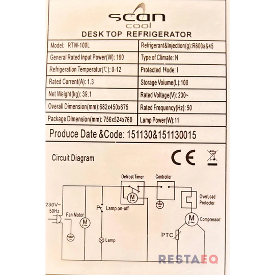 Pöytämallin kylmävitriini RTW-100L - Scancold