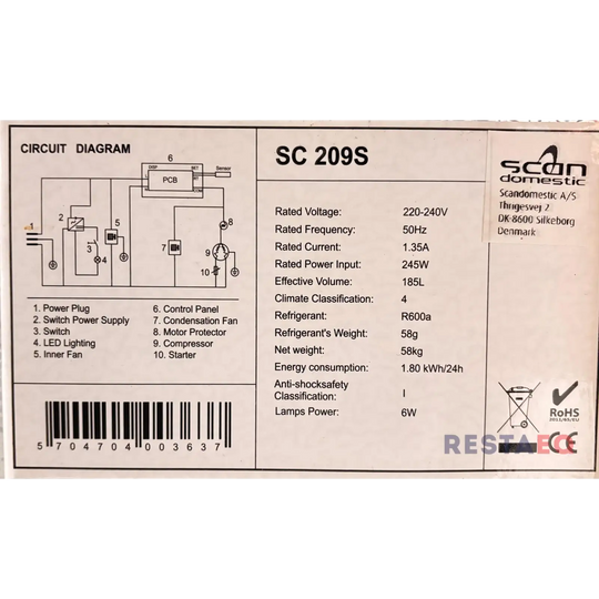 Tiskinalusjääkaappi SC 209 S - Scan Domestic