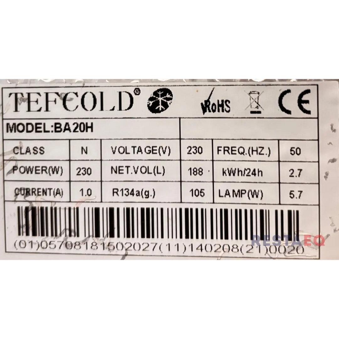 Tiskinaluslasiovijääkaappi BA20H - Tefcold