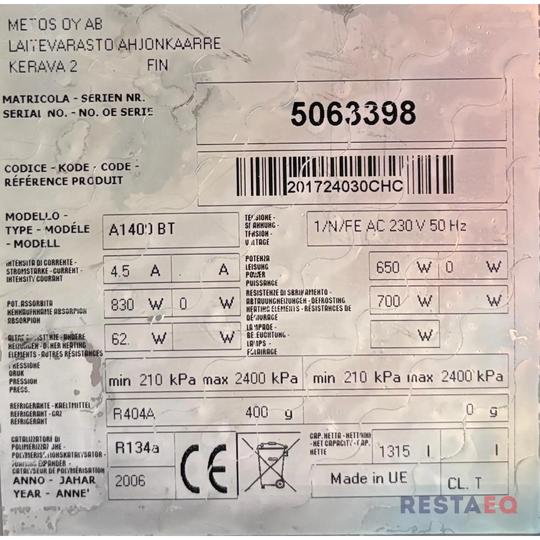 Tuplaovipakastin A 1400 BT - Metos