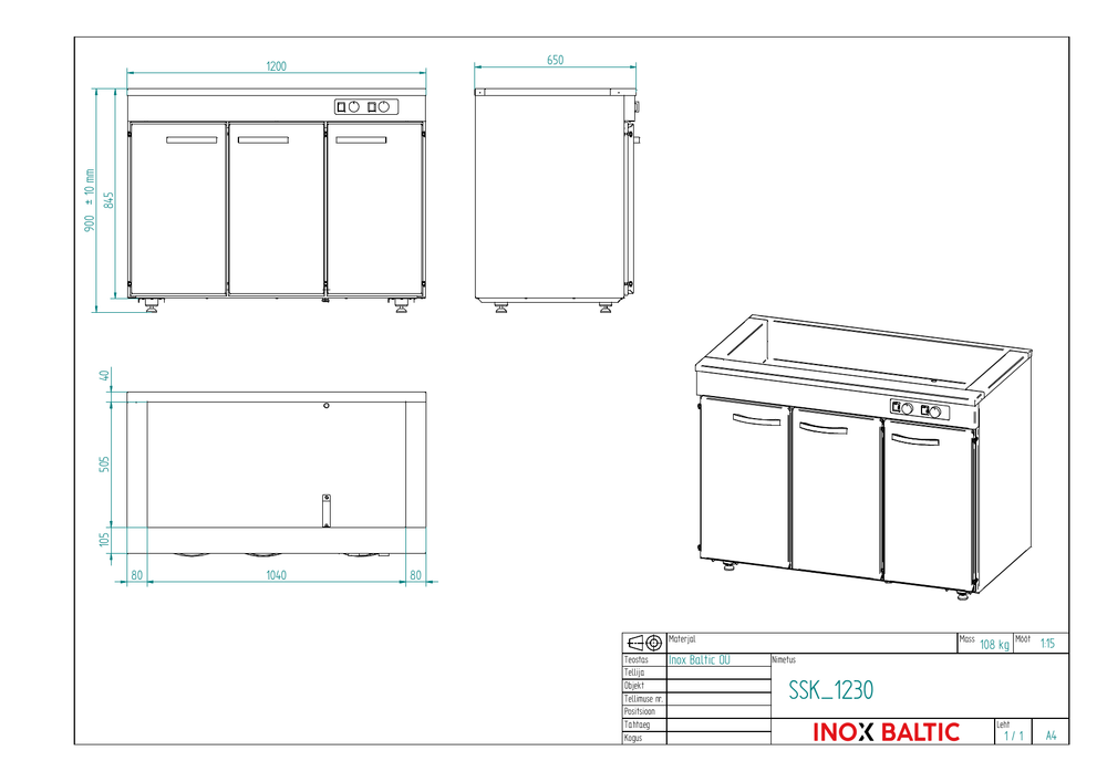 Tekninen mittapiirros, SSK-1230